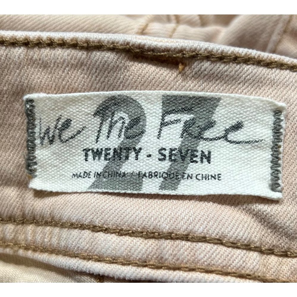Free People “We The Free” Women’s Raw Hem Beige Cream Skinny Denim Jeans 27 - Picture 5 of 6